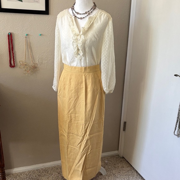 Sleek Yellow LONG Pencil Skirt - Picture 1 of 6